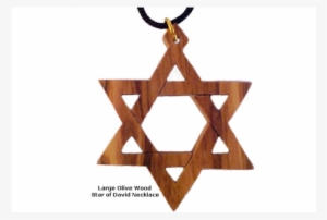 Large Olive Wood Star Of David Necklace - 1.6 - Wood