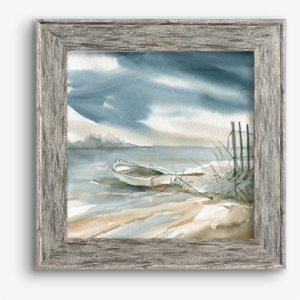 Coastal Watercolor ~ Rowboat - Framed Poster Prints - Subtle Mist Ii By Carol Robinson
