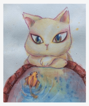 Cats And Goldfish - Cartoon