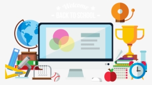 School Supplies Chalkboard Background Screen - Transparent Background School Clipart