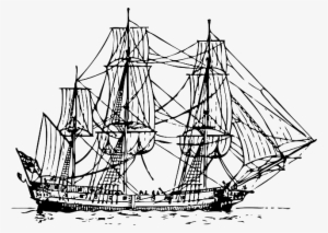 Old, Outline, Sailing, Ship, Boat, Pirate, Automatic - Outline Sailing Ship