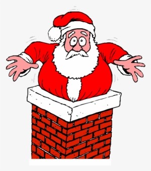 Htwb Santa Stuck In Chimney 1 - Santa Chimney Png