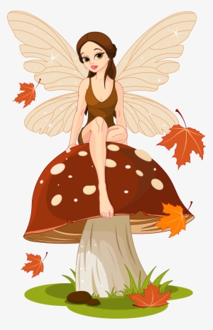 Mushroom Clipart Autumn - Fairy Sitting On Mushroom