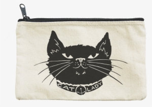 021 Cat Lady Detail V=1493305600 - Canvas Pouch With Heart By Seltzer