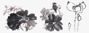 Nelumbo Nucifera Ink Wash Painting Drawing Ink Brush