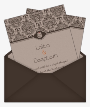 Brown Damask Pattern Email Wedding Card Template With - Двусторонняя Обложка Для Книг Bestseller М 7.1.2