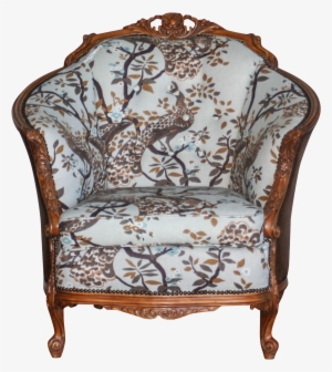 Antique Carved Barrel Chair On Chairish - Dwell Studio Vintage Plumes Birch Fabric