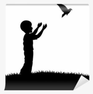 Little Boy Releasing A White Pigeon Wall Mural • Pixers® - Boy Letting Go Of Bird