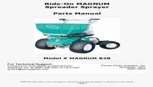 Ride On Magnum Spreader Sprayer Parts Manual Magnum - Cart