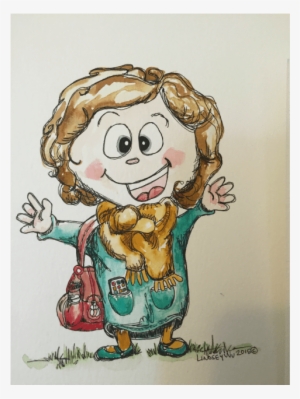 Cartoon Woman With Diaper Bag - Cartoon