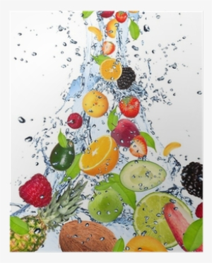 Fruits Falling In Water Splash, Isolated On White Background - Fruit And Water Hd