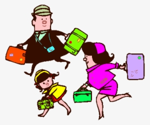 Family Vacation - Cartoon Family With Suitcases