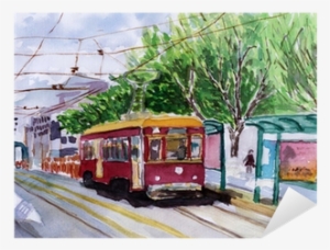 Reproduction D'art Streetcar Watercolor Sketch Par