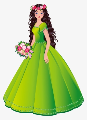 Gown Clipart Nice Dress - Princesa Con Vestido Verde