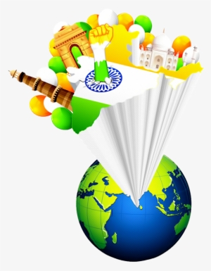 Happy Republic Day India 3d Map With Globe - India Republic Day 2018
