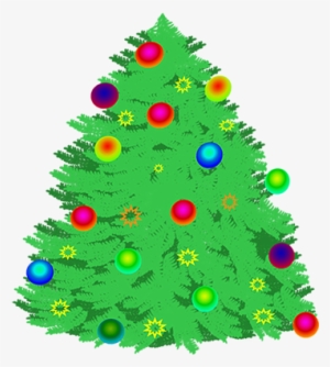 Christmas Tree With Decorations - Christmas Treewith Lights Clip Art Png