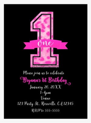 Pink And Black Cheetah Leopard Print One 1st Birthday - Leopard