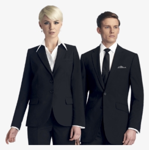 Man And Woman Wearing Black Suits And White Shirts - Costume