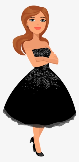 Gown Clipart Girl Dress - Cartoon Girl In Dress Png
