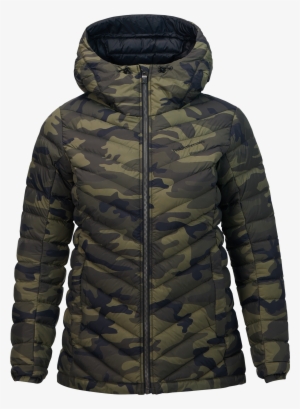 Women's Pertex Frost Down Hooded Camo Jacket Pattern - Peak Performance Frost Down Zh Ladies Cerulean