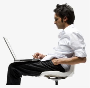 Man With Laptop - Person On Laptop Png
