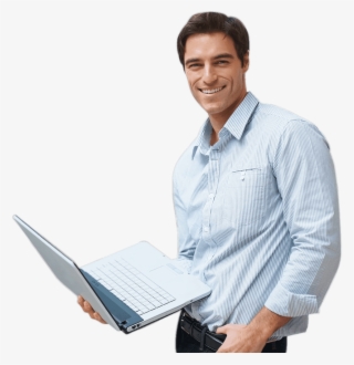 Small Laptop Man - Student Using Laptop Png