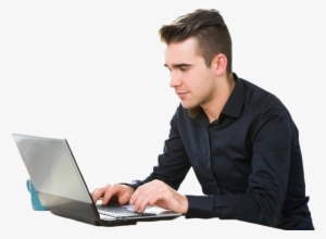Man Picture In Work On Laptop - Working On Laptop Png