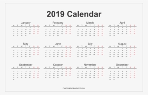 2019 Calendar Png Photos - One Page 2019 Calendar