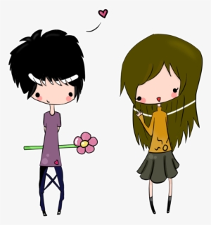 Chibi Couple By Darknadin On Deviantart - Cartoon Couple Gif Png