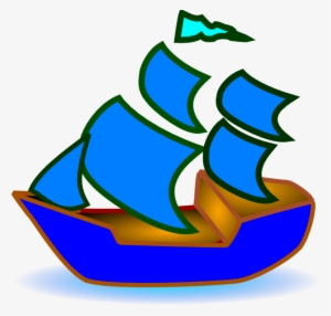 Cartoon Image Of A Blue Boat