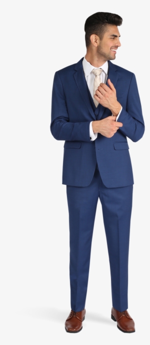 Cobalt Blue Notch Lapel Suit - Blue Suit For Men