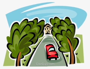 Tress Growing Alongside The Driveway Royalty Free Vector - Einfahrt Clipart