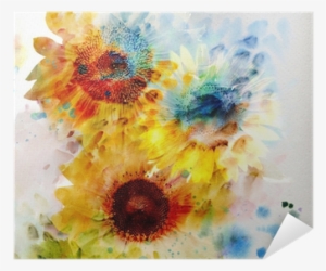 Watercolor Sunflowers Tile Coaster