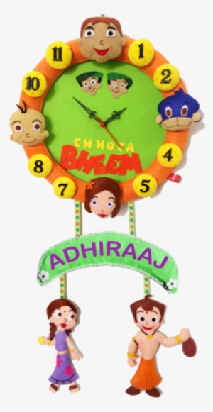 Felt 3d Chhota Bheem & Chutki Personalised Wall Clock - Chhota Bheem