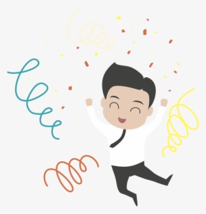 Happy Young Cartoon Businessman Jumping - Businessman Happy In Cartoon