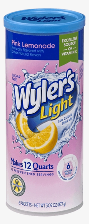 Wyler's Light 12qt Canister Pink Lemonade - Wylers Light Drink Mix, Iced Tea, Peach - 6 Packets,