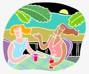 Conversation And Cool Drinks Royalty Free Vector Clip