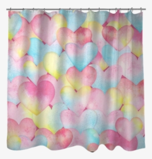 Watercolor Background With Hearts In Pastel Tender - Drawing