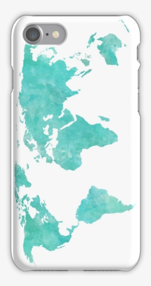 Blue And Teal Watercolor World Map Iphone 7 Snap Case - World Map