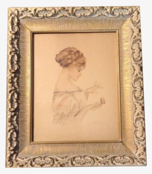 Mccue Original Watercolor Painting Bride With Wedding - Picture Frame