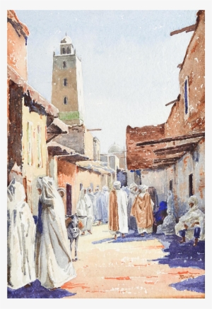 Clip Art Transparent Scene Painting Circa Chairish - Market Scene Watercolor