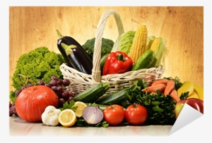 Fruits And Vegetables In Wicker Basket Sticker • Pixers® - Frutas Y Verduras Feria