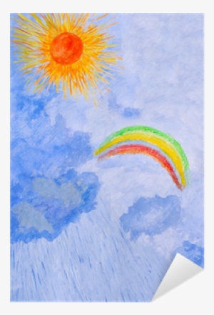 Watercolor Drawing By Hand - Sun And Rain Drawing