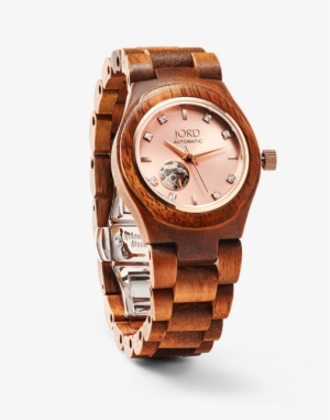 Koa Wood & Rose Gold Ladies Watch Automatic - Wooden Watch For Women