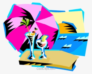 Cool Drinks At The Beach Royalty Free Vector Clip Art - Illustration