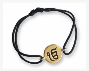 Authentic Ik Onkar Bracelet In 14k Gold For New Born - Om Gold Bracelet With Black Thread