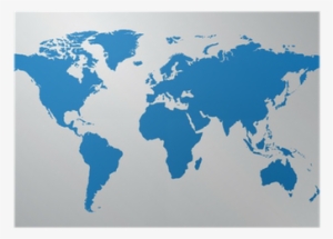 World Map Illustration On Gray Background Poster • - World Map