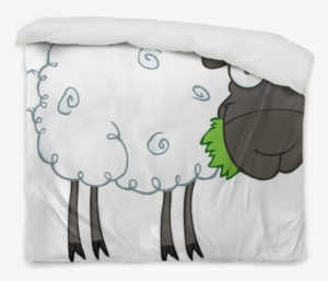 Black Sheep Cartoon Character Eating A Grass Duvet - Cartoon Sheep Eating Grass