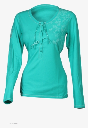 Ladies Long Sleeve Serafino - Ladies Top Png Hd