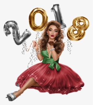 Illustration Girl, Happy New Year, Tube, News, Clip - Bonne Année 2018 Girl